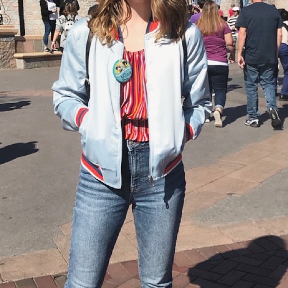 ban.do Jackets & Blazers - Ban.do “Somewhere” light blue bomber jacket